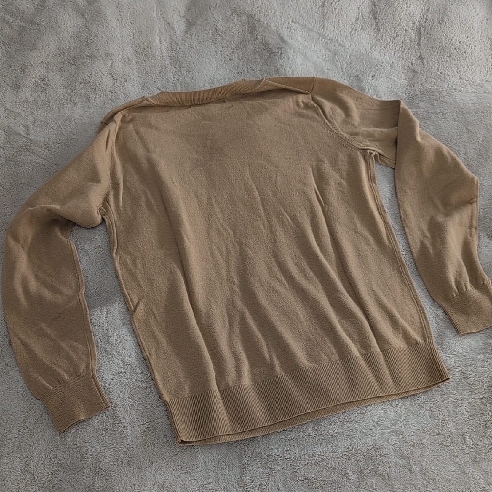 Banana Republic 100% Cotton Tan Sweater with Black Dots, Size S - Picture 6 of 6